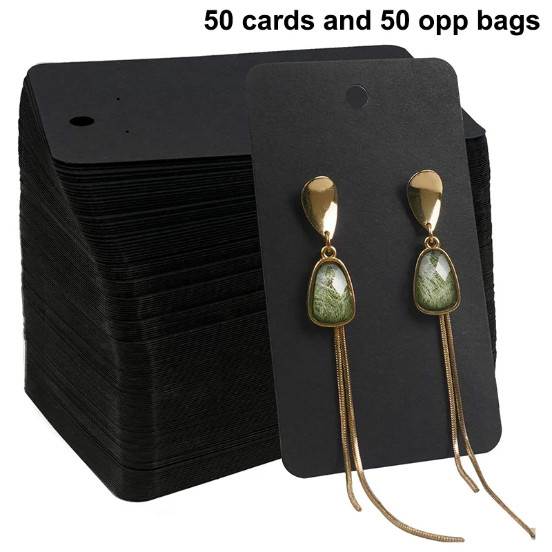 

50Pcs Paper Earring Display Cards - DIY Nail And Hoop Earring Holders, Jewelry Display Labels, Packaging Supplies