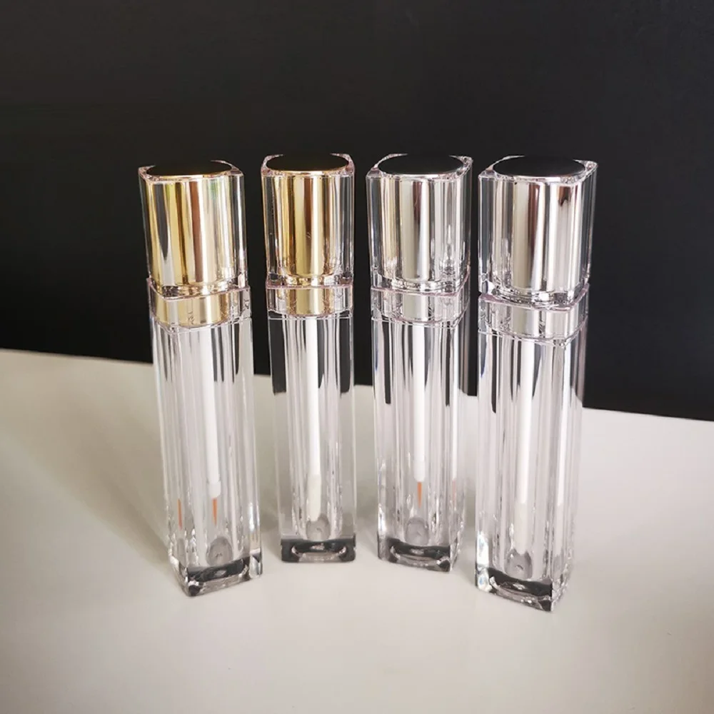 Tubi vuoti per lucidalabbra da 8 ml Tappo in oro/argento a doppia parete, contenitore per smalto per labbra quadrato, bottiglia per balsamo per labbra fai da te
