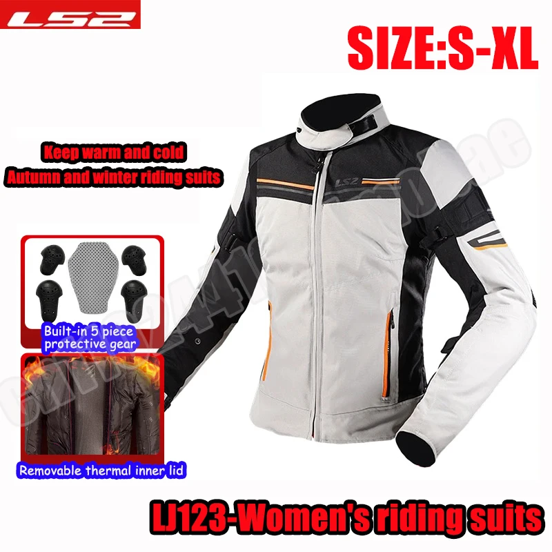 

LS2 Women Motorcycle Jacket LJ123 with CE 5pcs Protective Gear Motorcycle Riding Suit Rainproof Snow Warmth Motorcycle Armor