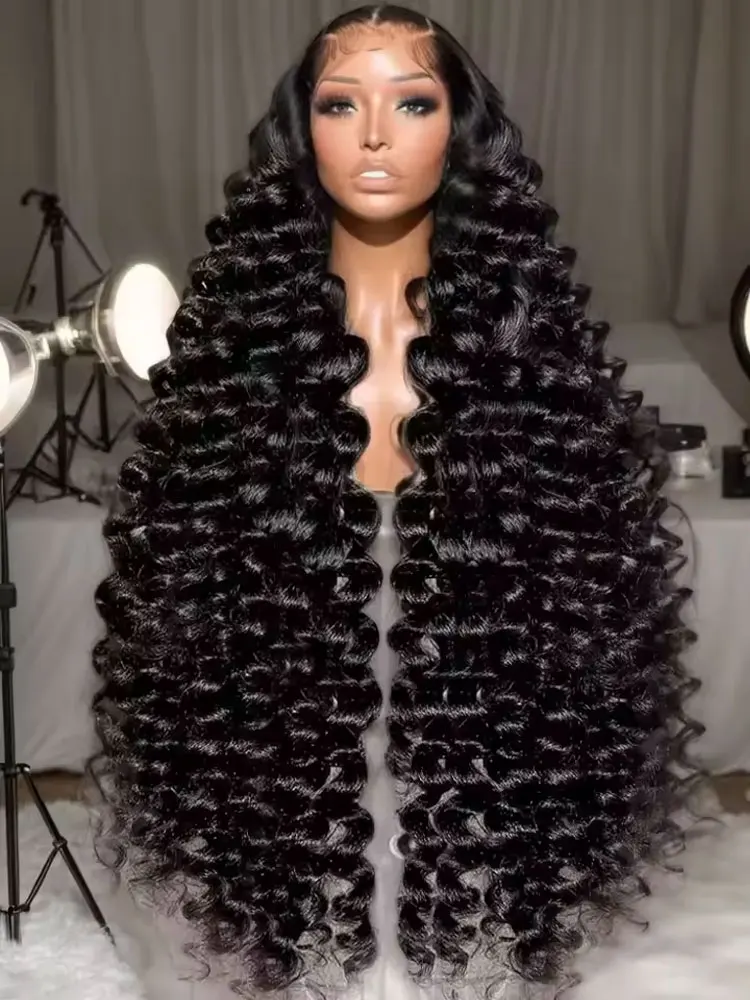 

38 Inch 250% Density Deep Wave 13x6 HD Lace Front Human Hair Wig 5x5 Gluless Deep Wave Human Hair Wig PrePlucked With Baby Hair