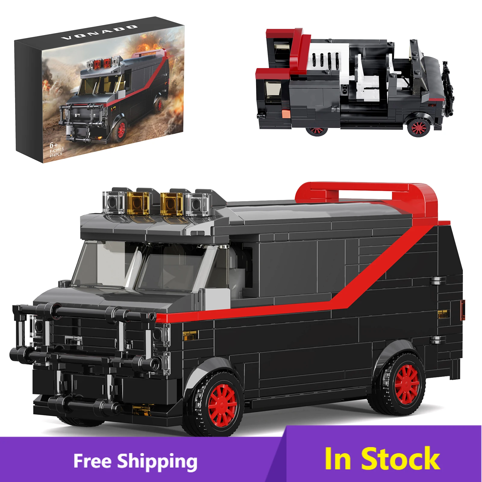 

Teams Van Car Building Set Nostalgic Movie Classic Replica Van Car Blocks Model Home Desktop Decoration Toys Gifts for Kids