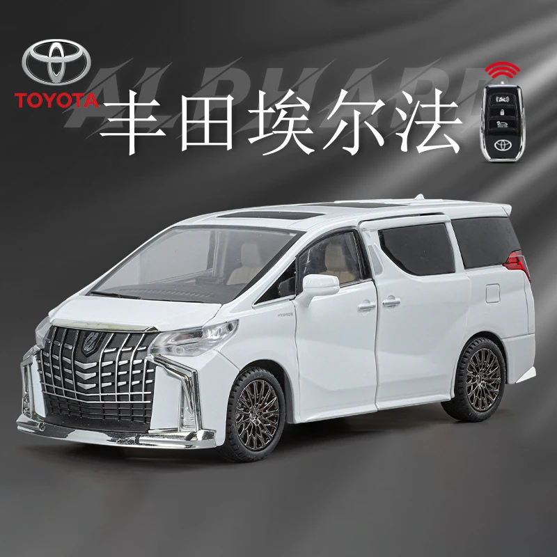 Coche de aleación modelo Toyota Alphard 1:24 para niños, juguete fundido a presión, sonido y luz, vehículo