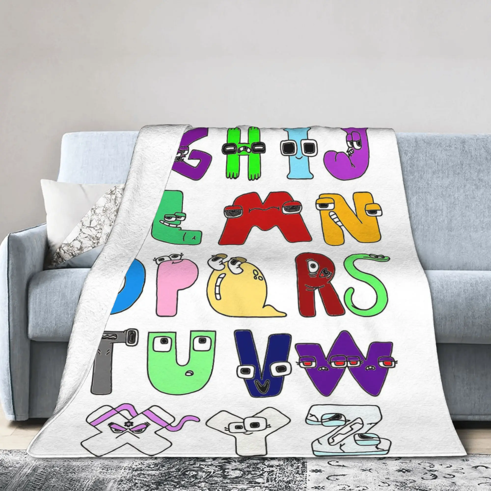 

Одеяло с английским мультяшным рисунком Alphabet Lore, нечеткие потрясающее дышащее одеяло с буквами злодея для дома, ресторана, зимы на открытом воздухе