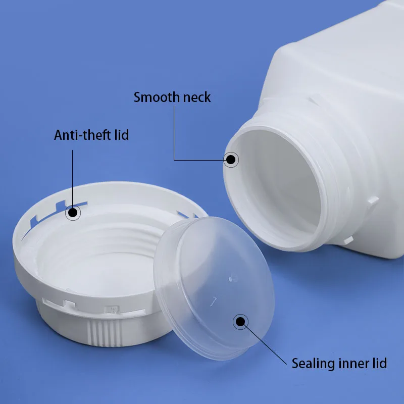 250ML/500ML/1000ML Empty HDPE Bottle with Inner Lid Food Grade Square Plastic Container for Liquid Lotion