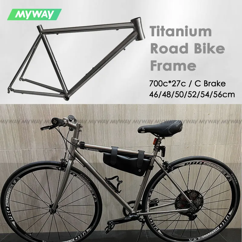 

Titanium Road Bike Frame C Brake, 700c Travel Bicycle Road Frame 46/48/51/54/56cm, Cycling Parts