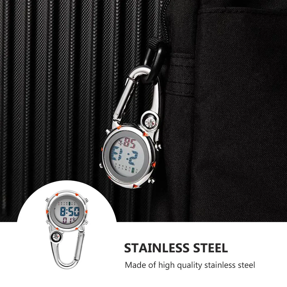 

Carabiner Watch Clip On Quartz Stainless Steel Glass Outdoor Climbing Multi-Function Waterproof Shockproof Glowing Night Display
