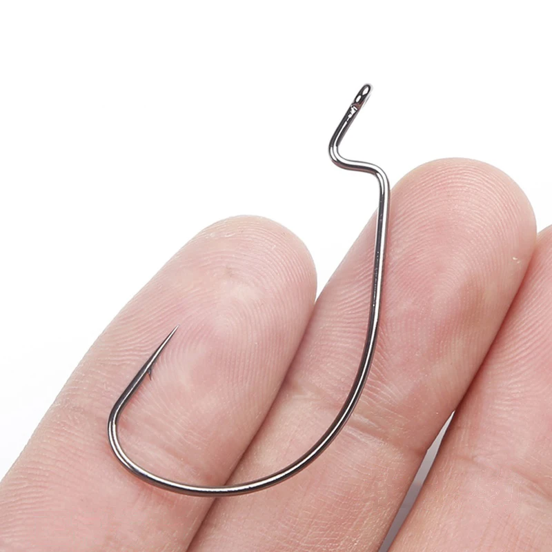 20/100pcs Sea Fishing Hook High Carbon Steel Wide Belly Crank Hook With Barb  Soft Bait Hook Single Hook Fishing Configuration