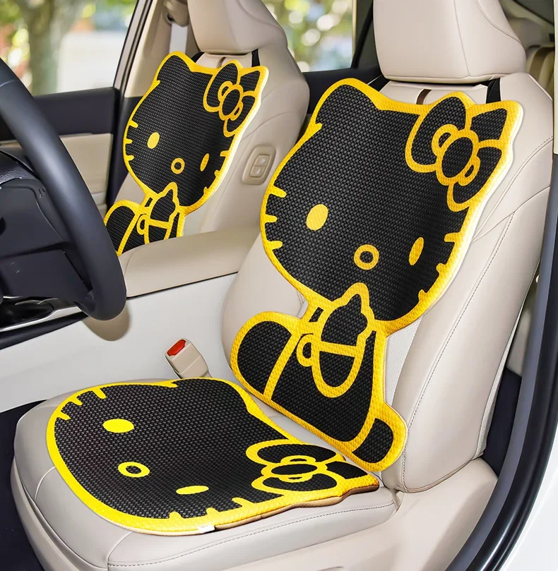 Hello Kitty Seat Cushion Car Cover Protective Pad Summer Cartoon Car Mat Sanrio Cute Pink Cartoon Seat Ladies Car Accessories