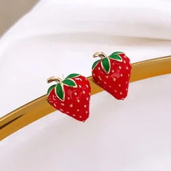 2 fashionable and cute small strawberry earrings for women's daily wear and travel accessories