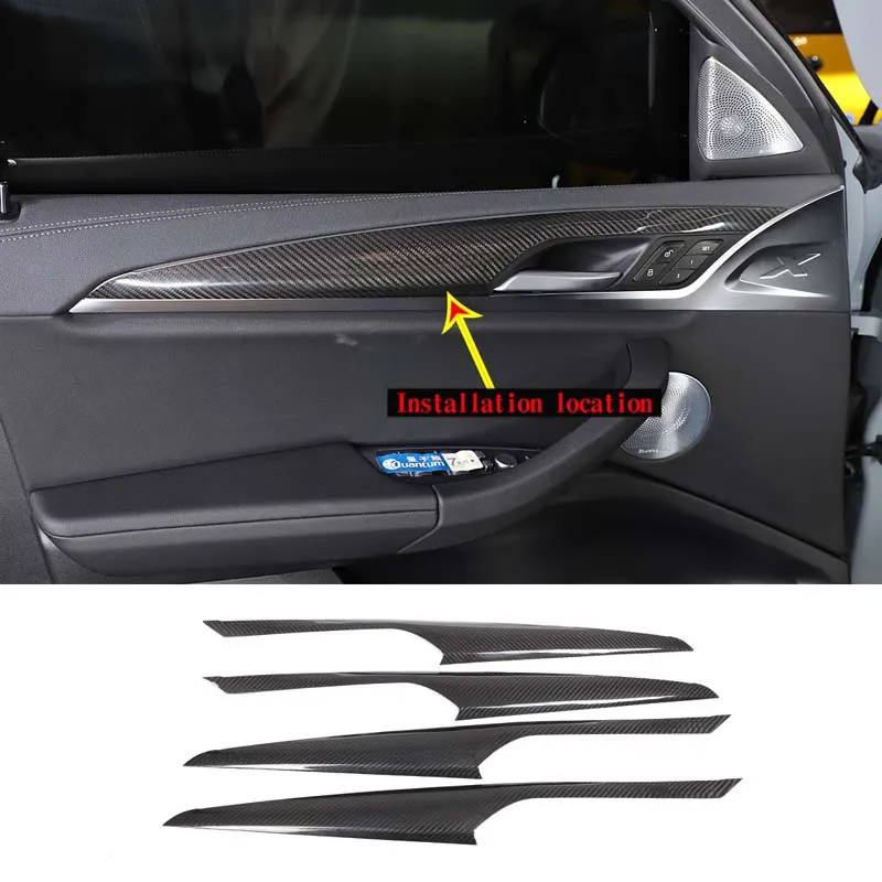 4 Pcs For BMW X3 G01 2018 2019 2020 2021 2022 Real Carbon Fiber Inner Door Decorative Panel Modification Car ​Accessories