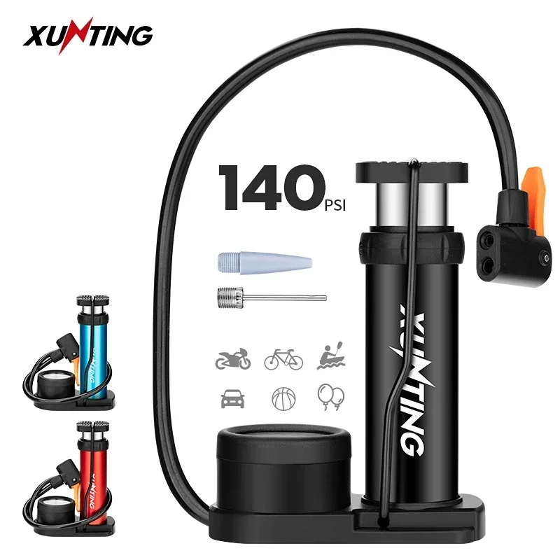 

Xunting Mini Bike Foot Pump MAX 140PSI Tire Pumps with Gauge Presta Schrader Valve with Needle for Road Mountain Bicycle Pump