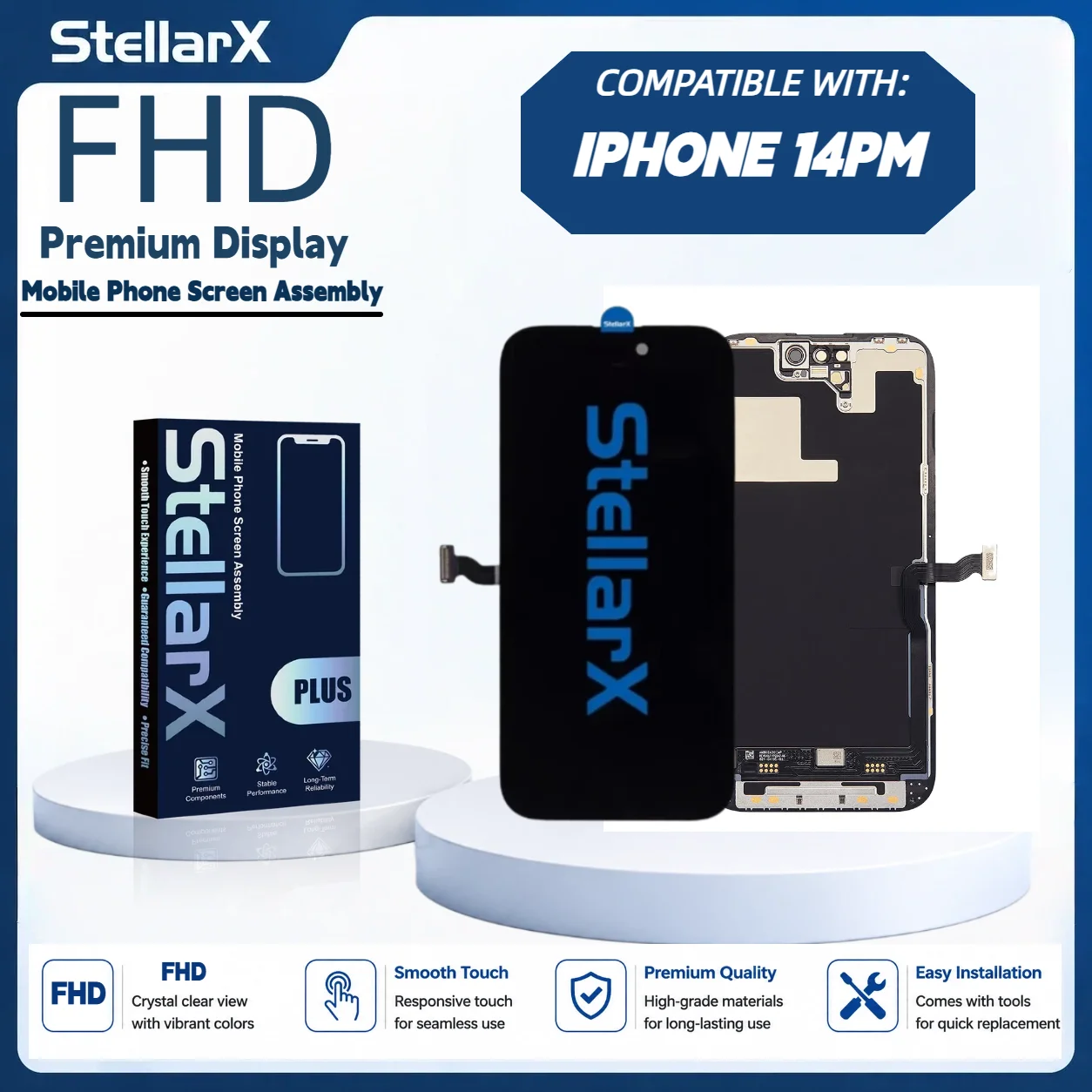 StellarX Display For iPhone FHD High Color Gamut For iPhone14ProMax Screen Replacement Assembly Repair Parts Display Module