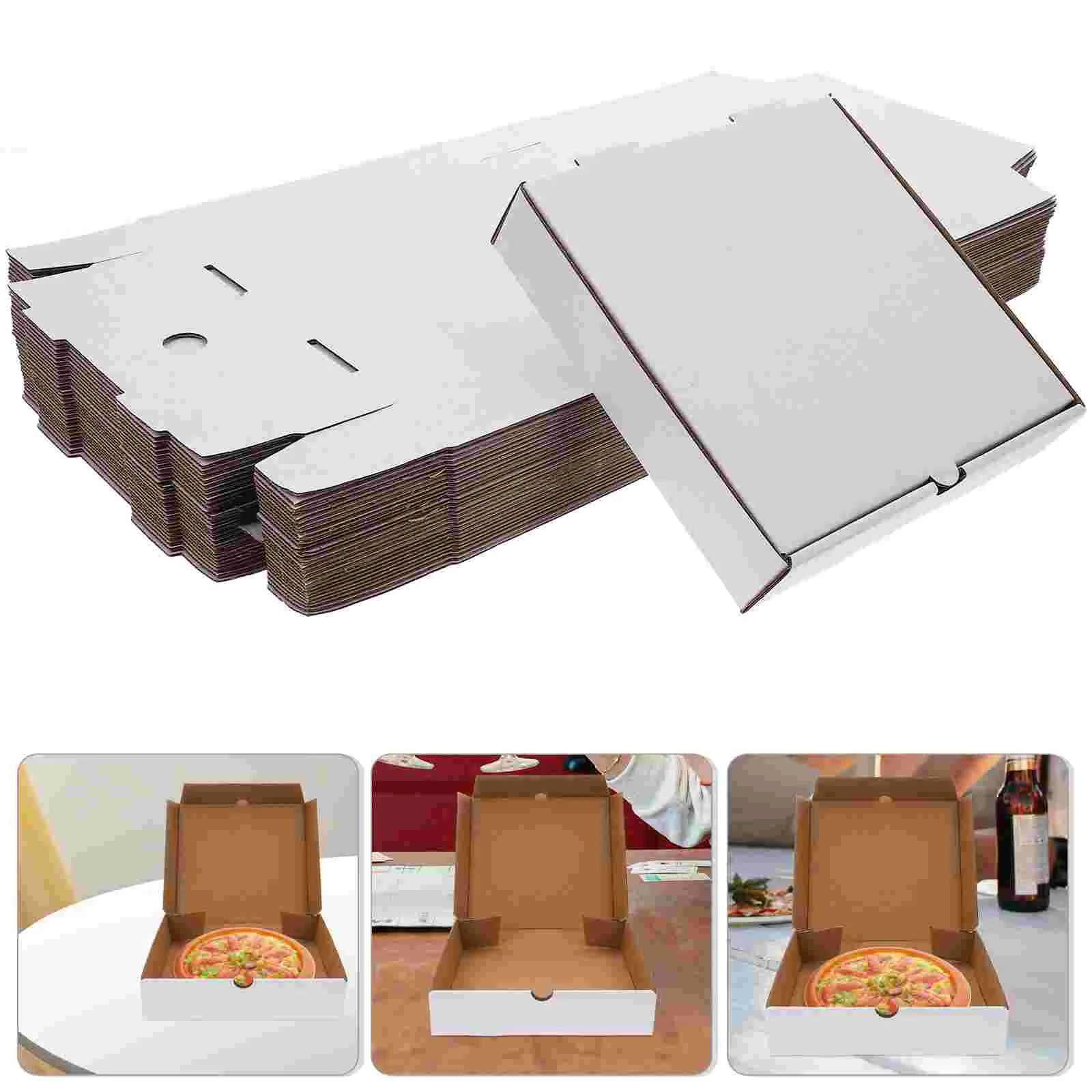 

30 Pcs Pizza Box Takeaway Boxes Small White Cardboard Storage Corrugated Shipping Packaging Bulk Mailing with Lids Takeout Mini