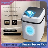 ﻿15L Smart Trash Can Automatic Sensor Dustbin Intelligent Waste Bin with Lid Waterproof Recycling Bin for Kitchen Bathroom Home