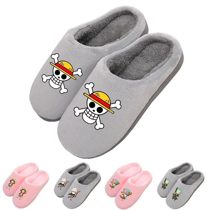 

One Piece BROOK cartoon anime cotton slippers creative unisex couple matching autumn and winter home non-slip warm slippers gift