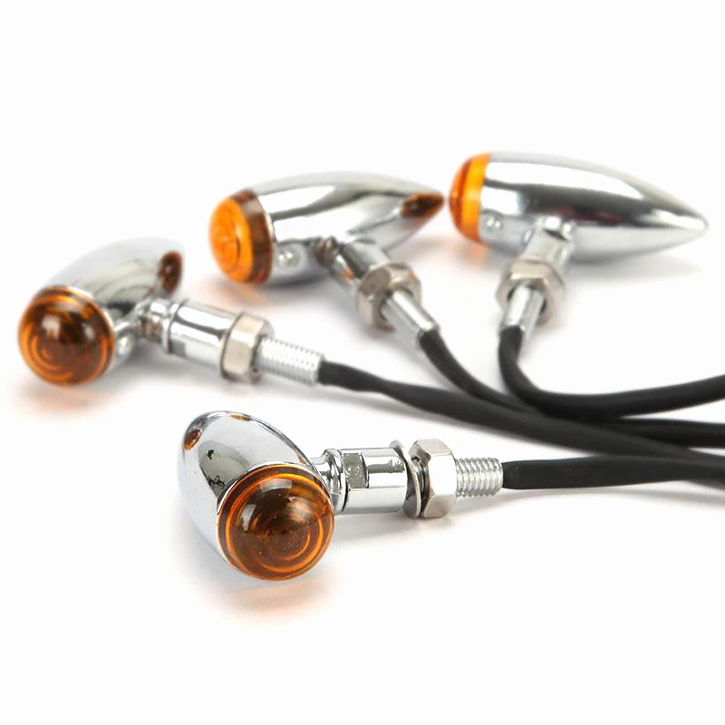 4 pcs Chrome Heavy Duty Motorcycle Bullet Turn Signals Indicators Blinker Lights