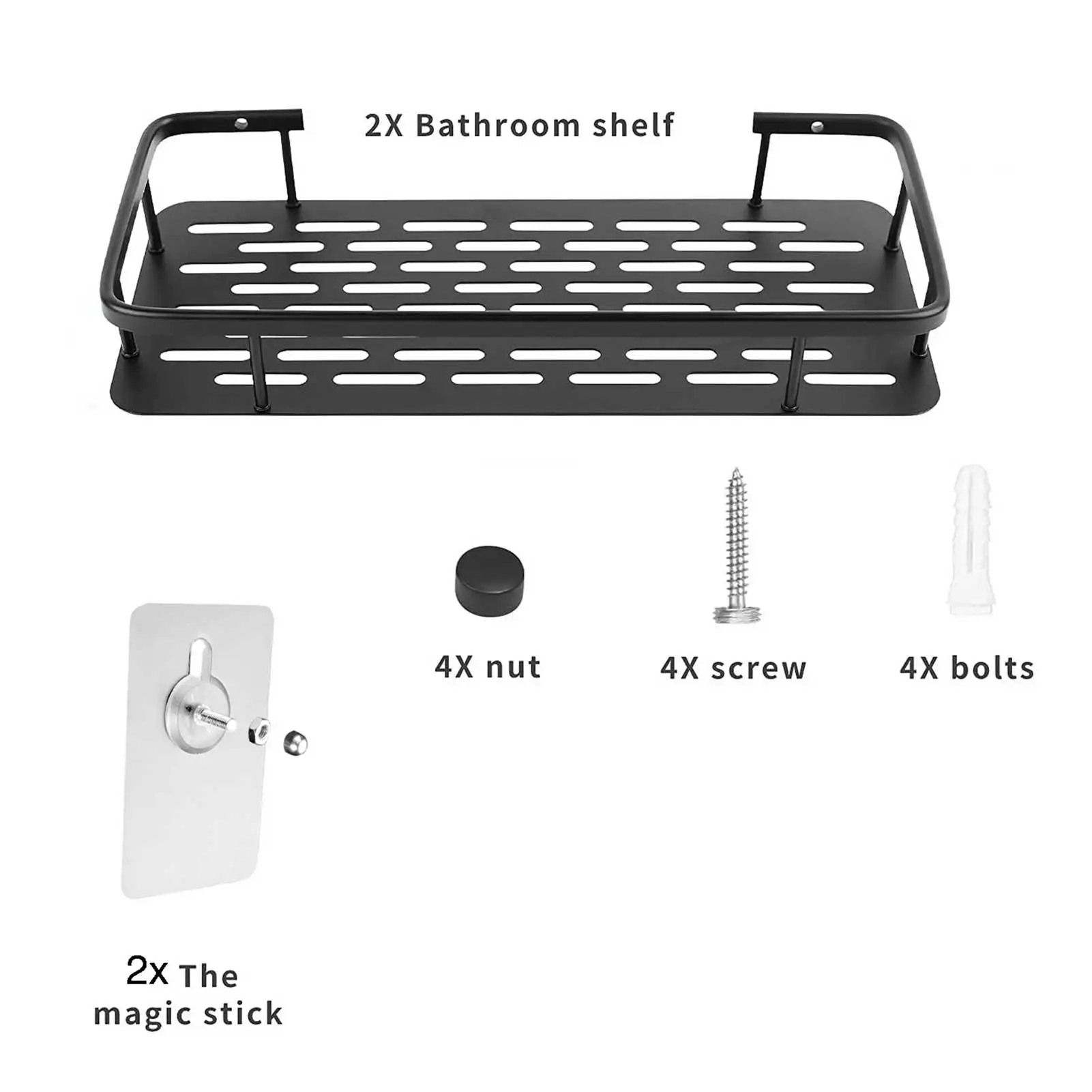 Durable Bathroom Wall Mounted Single Double Layer Caddy Tray Holder Rack Organiser Accessory Pole Shelf Shower Bathroom Accessor