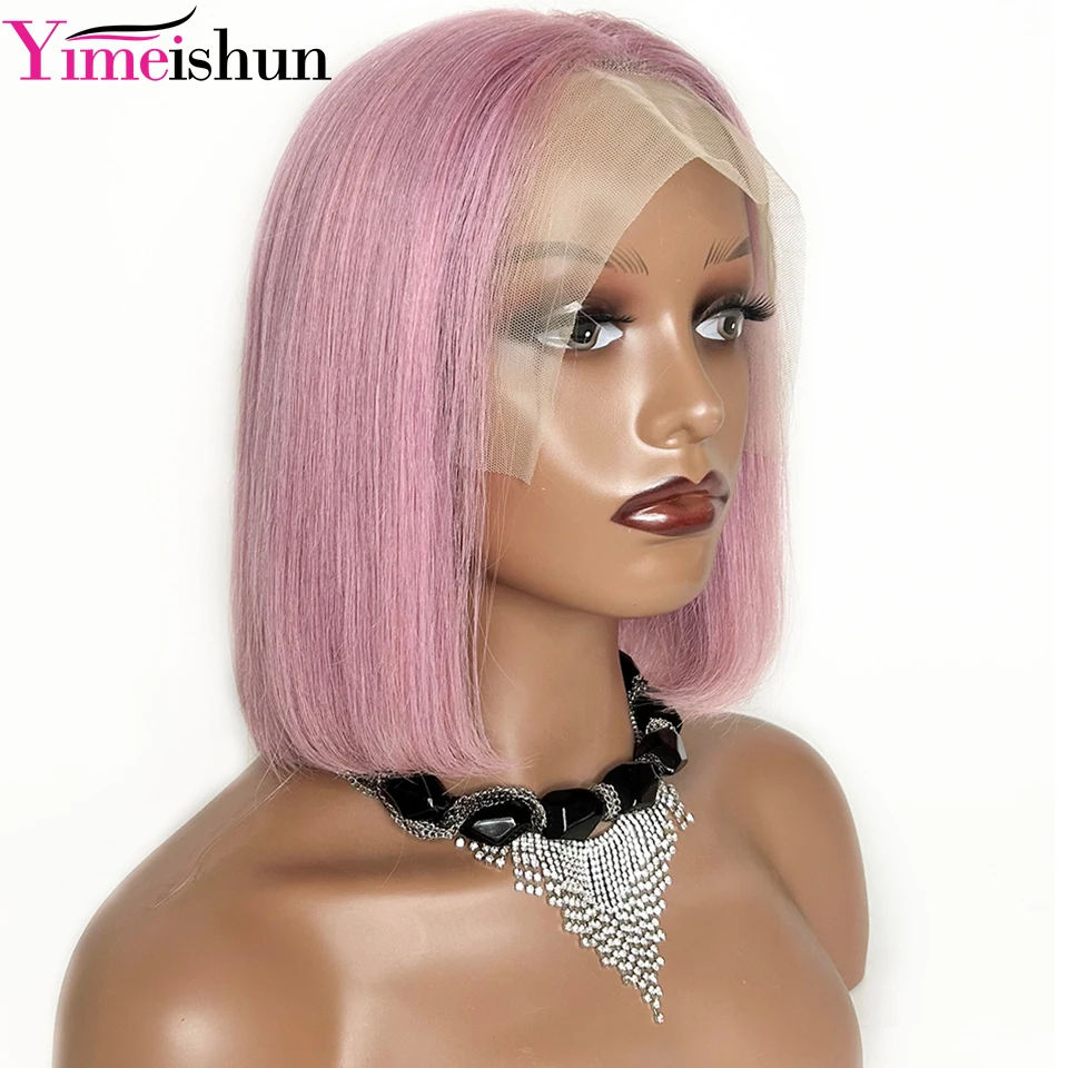 

Yimeishun Short Bob Wig 13×4 Lace Front Human Hair Wig for Women Pre Plucked Boteng Green Colored Human Hair Wig