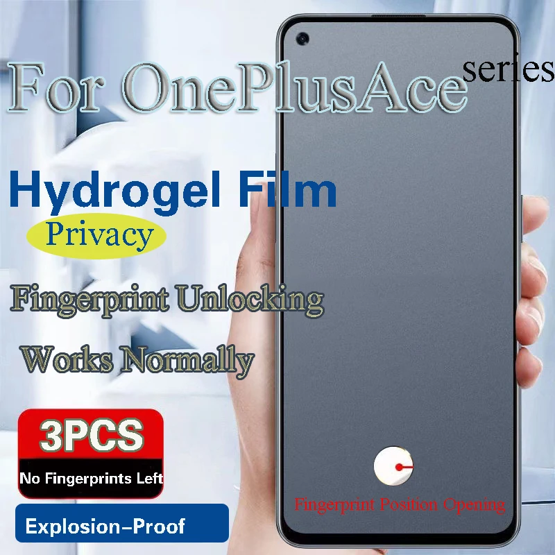 OnePlusAce3V Soft Hydrogel Film For OnePlus Ace2Pro Privacy Screen Protector OnePlusAce2v OnePlusAcePro Fingerprint unlock works