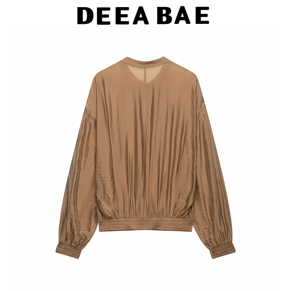 DEEABAE Women's 2026 new summer outfit European and American style fashionable casual long sleeved round neck hanging shirt
