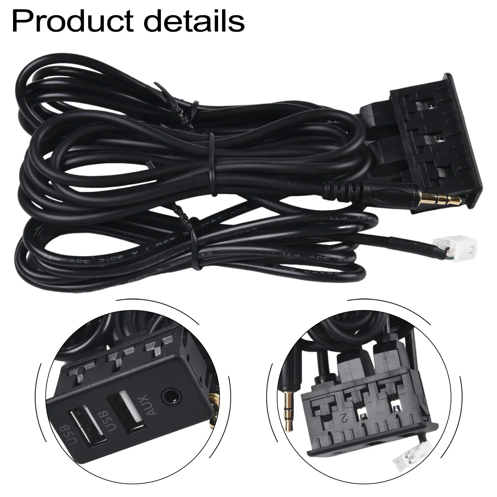 Car Dual USB+AUX Socket Base Car Dash Mount USB AUX Port Panel Interface Extension 145cm Cable Adapter Car Accessories