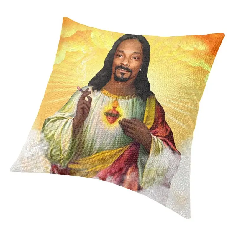 Saint Jesus Snoop Dogg Music Rapper Throw Pillow Case Home Decor Custom Square Cushion Cover 40x40 Pillowcover for Living Room