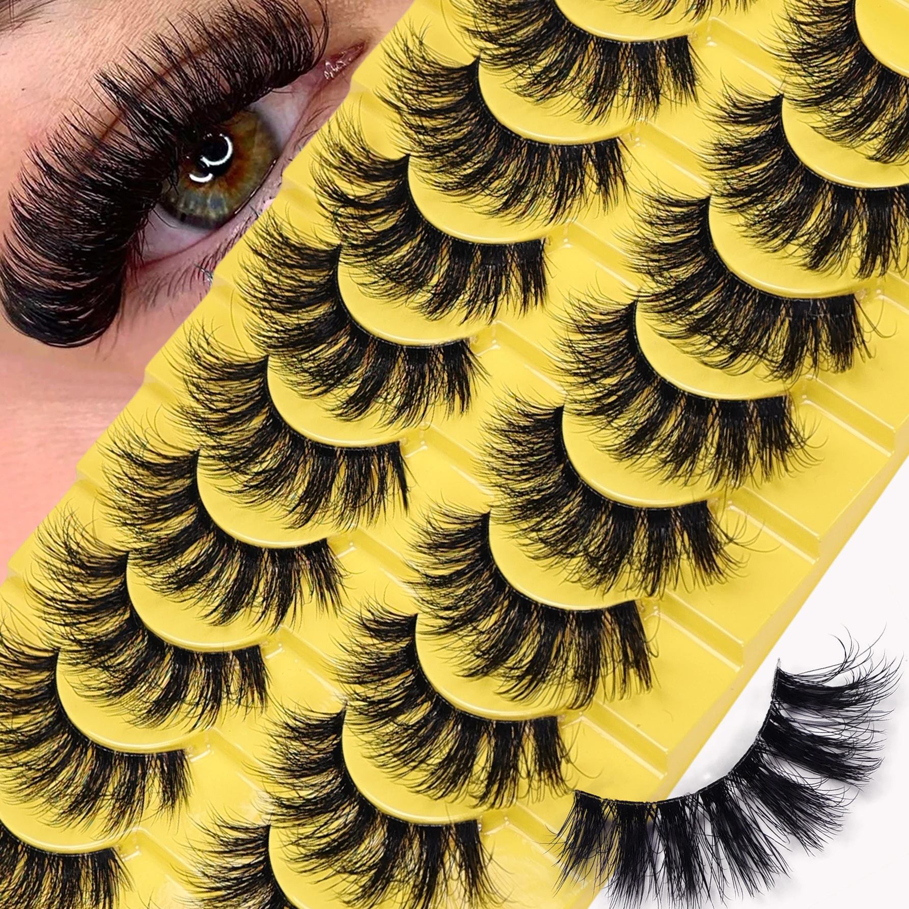 10 Paar flauschige 3D-Wimpern für dramatische künstliche Wimpern, unordentliche falsche Wimpern, flauschige dicke Wimpern