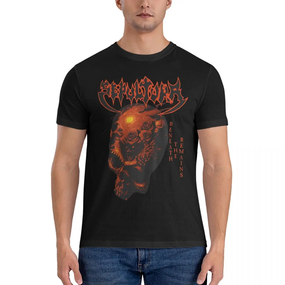 Cool Beneath The Remains T-Shirt for Men Crewneck Pure Cotton T Shirt Death Metal Short Sleeve Tee Shirt Unique Clothes