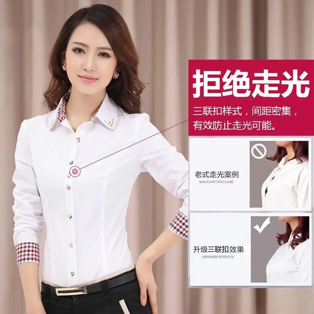 

Women Blouse White Shirt Women's Long-Sleeved Large Size Shirt Blusas Ropa De Mujer