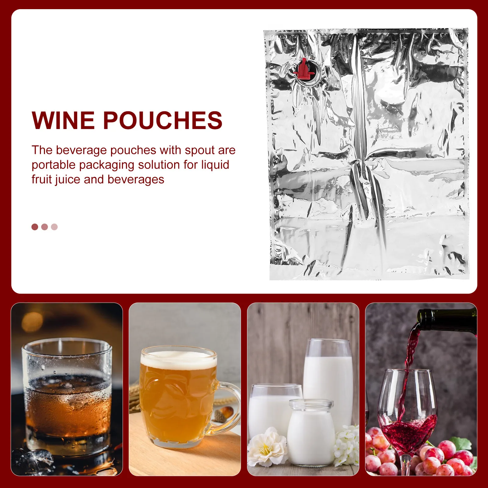 3Pcs Red Wine Bag Leakproof Portable Beverage Pouch Refillable Juice Drink Bladder Outdoor Travel Bags Wine Bag