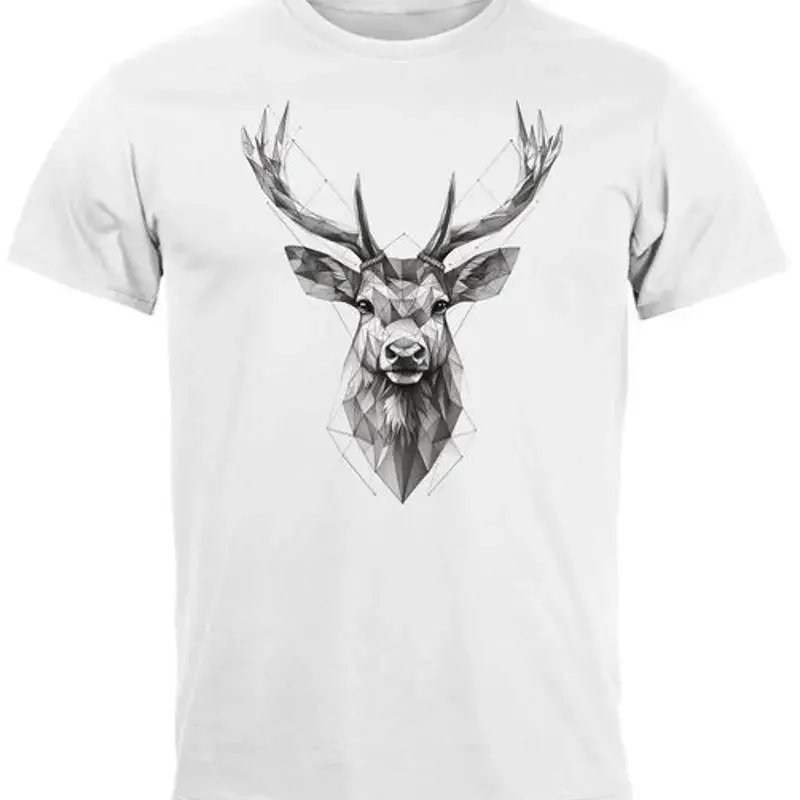Men's T-Shirt Costume Shirt Deer Animal Print Wild Animal Abstract Polygon Art