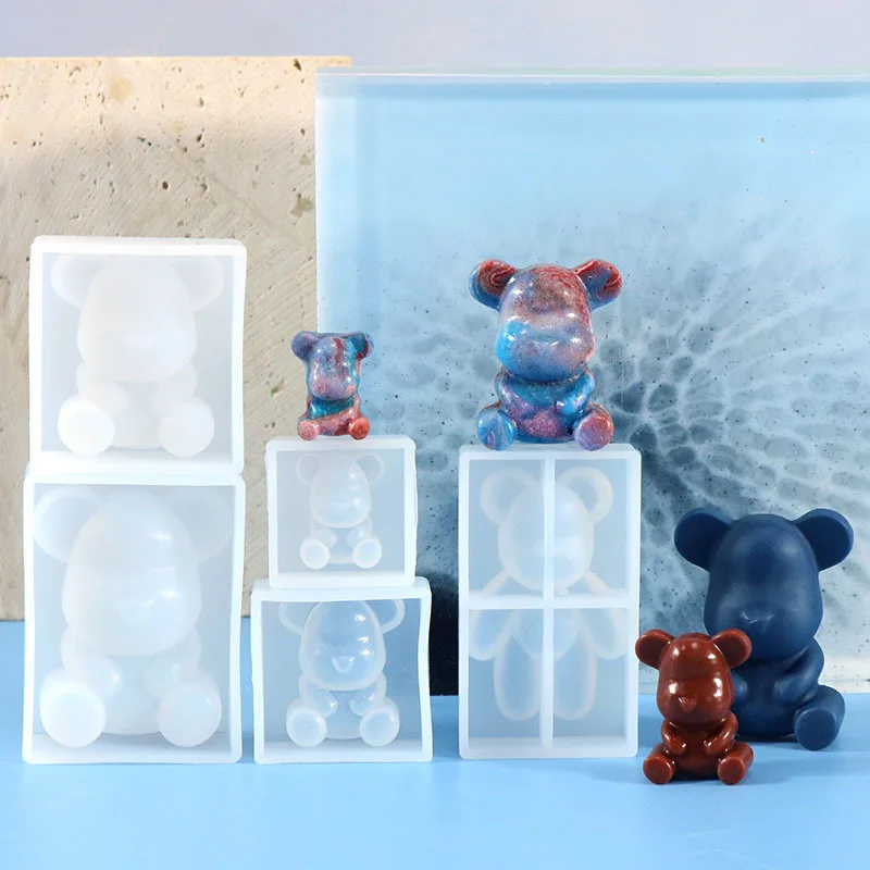 Crystal Epoxy Semi-dimensional Bear Cub Silicone Mold DIY Ornaments Little Bear Big Violent Bear Ornaments Creative Handmade