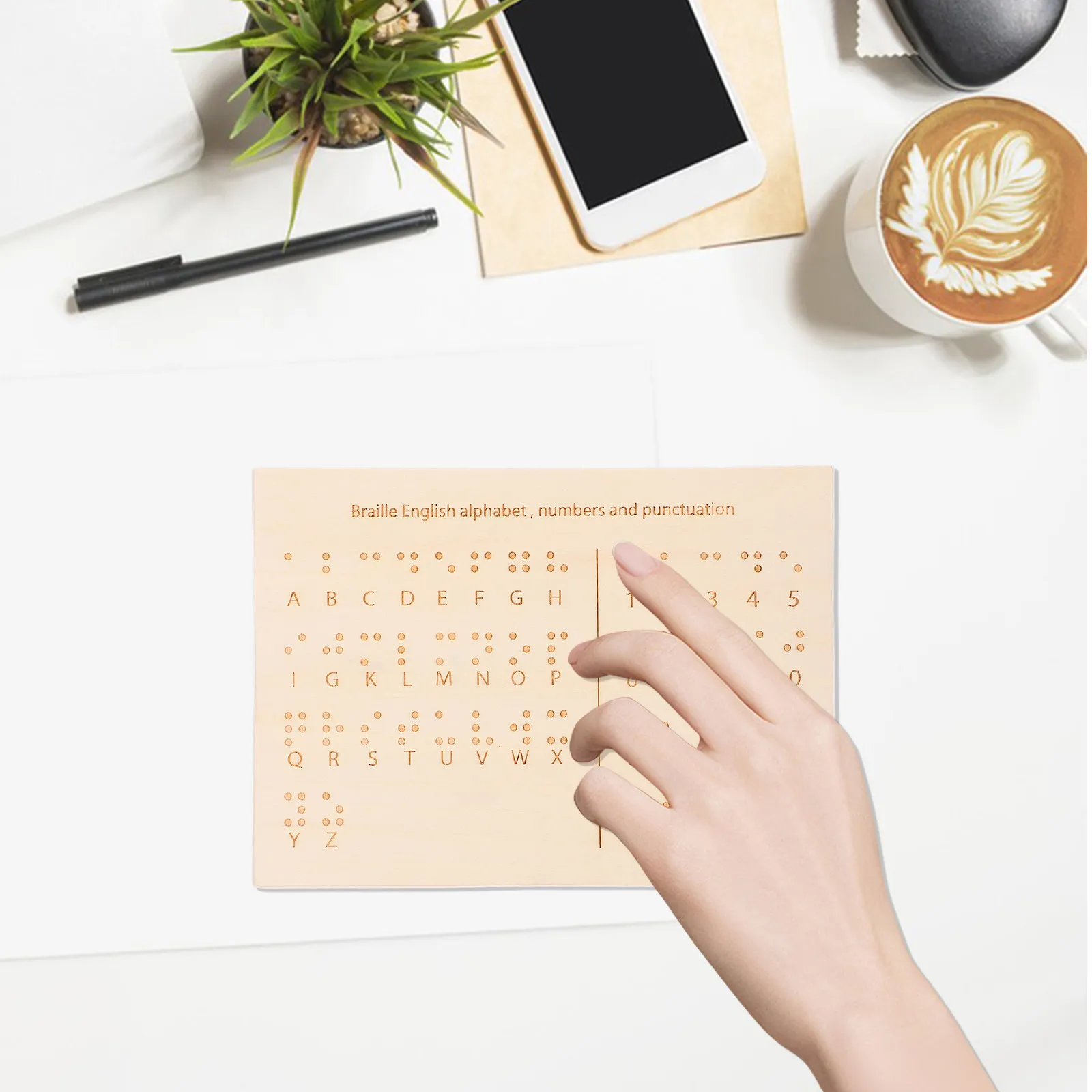 Wood Braille Board Durable Multi-Purpose Blind People Supply Braille Learning Board Teaching Aid for Reading and Education