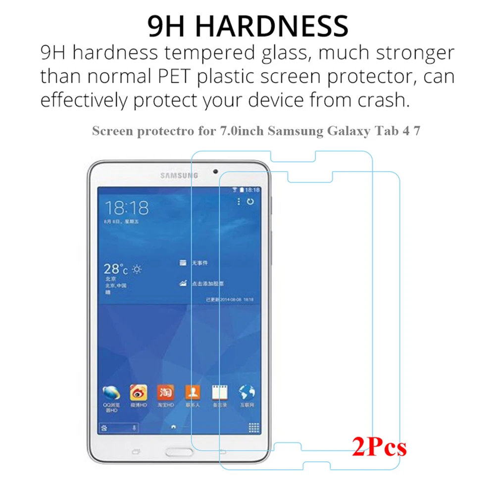 2Pcs/Pack Screen Protector for Samsung Galaxy Tab 4 7 Model SM-T230 T231 T235 HD Tempered Glass for Samsung SM T230 7.0inch