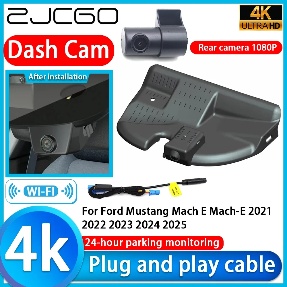 

ZJCGO Video Recorder 4K UHD Plug and Play DVR Dash Cam for Ford Mustang Mach E Mach-E 2021 2022 2023 2024 2025