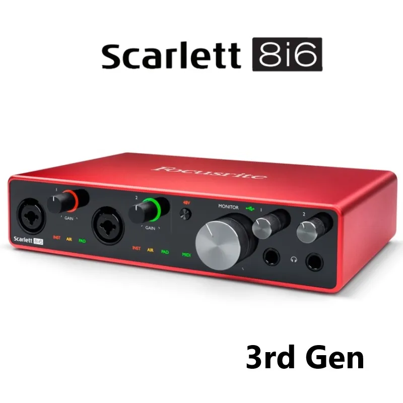تحديث Focusrite Scarlett 8i6 3rd Gen.audio Interface 8 In/6 Out بطاقة الصوت الخارجية لتسجيل USB