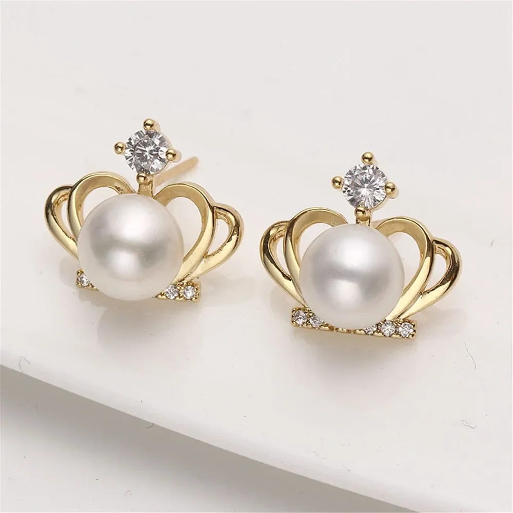 

Gold Plated Pearl Earring Settings, DIY Jewelry Making Supplies, Blank Ear Stud Bases for Handmade Accessories, 1pair No Pearl