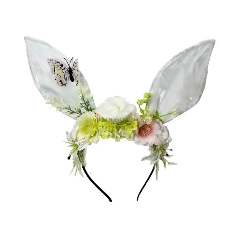 Premium Cosplay Rabbit Ears Headbands Butterfly Studded For Costume Parties