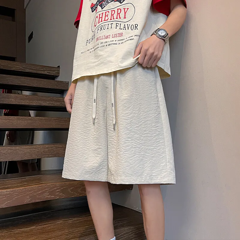 

Летние Y2k новые корейские легкие шорты мужские мешковатые ледяные черные шорты с рисунком мужские повседневные баскетбольные шорты в стиле Харадзюку