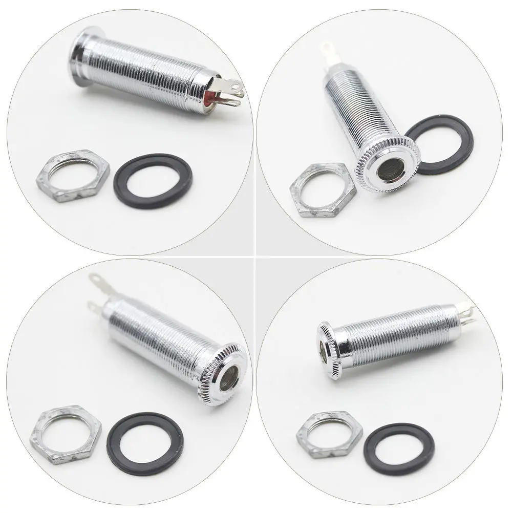 

Electric Guitar Socket Long Threaded Cylinder Jack for Bass Professional Design Easy Installation Durable Metal Material
