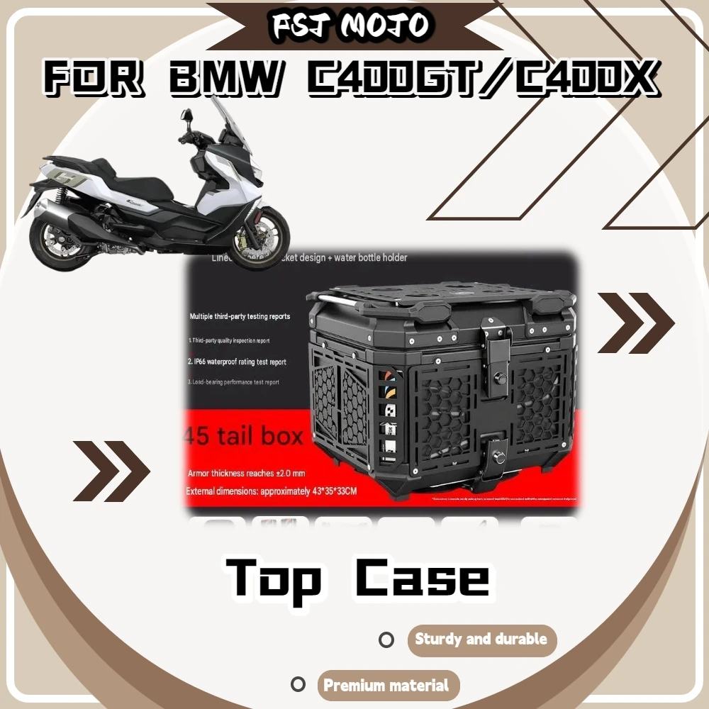 For BMW C400GT C400X Motorcycle Aluminum Top Case Waterproof Luggage Box For Long‑Distance Touring Mod Accessories