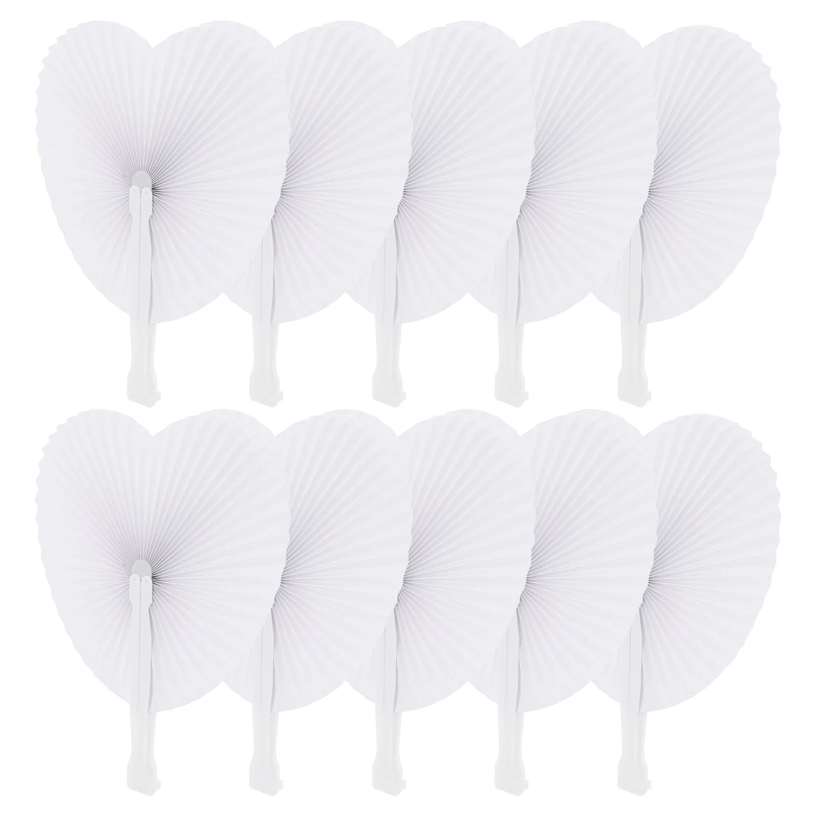 

48 Pcs Heart Shaped Paper Fan Pure White Wedding Party Favor Fans Handheld Decorations Folding Design Cooling Summer