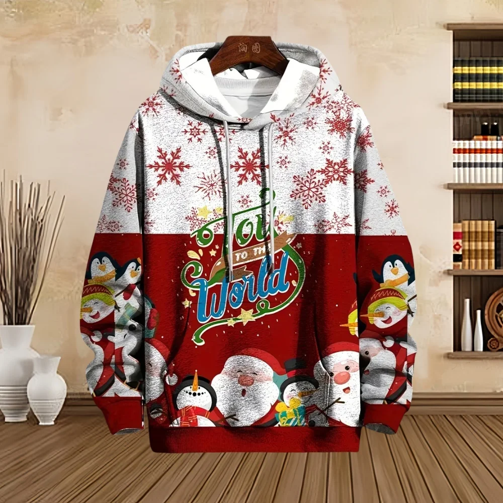 

Christmas Sweatshirts Spring and Autumn Funny 3D Print Men Oversize Pullover Hoodies Tops Comforts Long Sleeves Men's Clothing