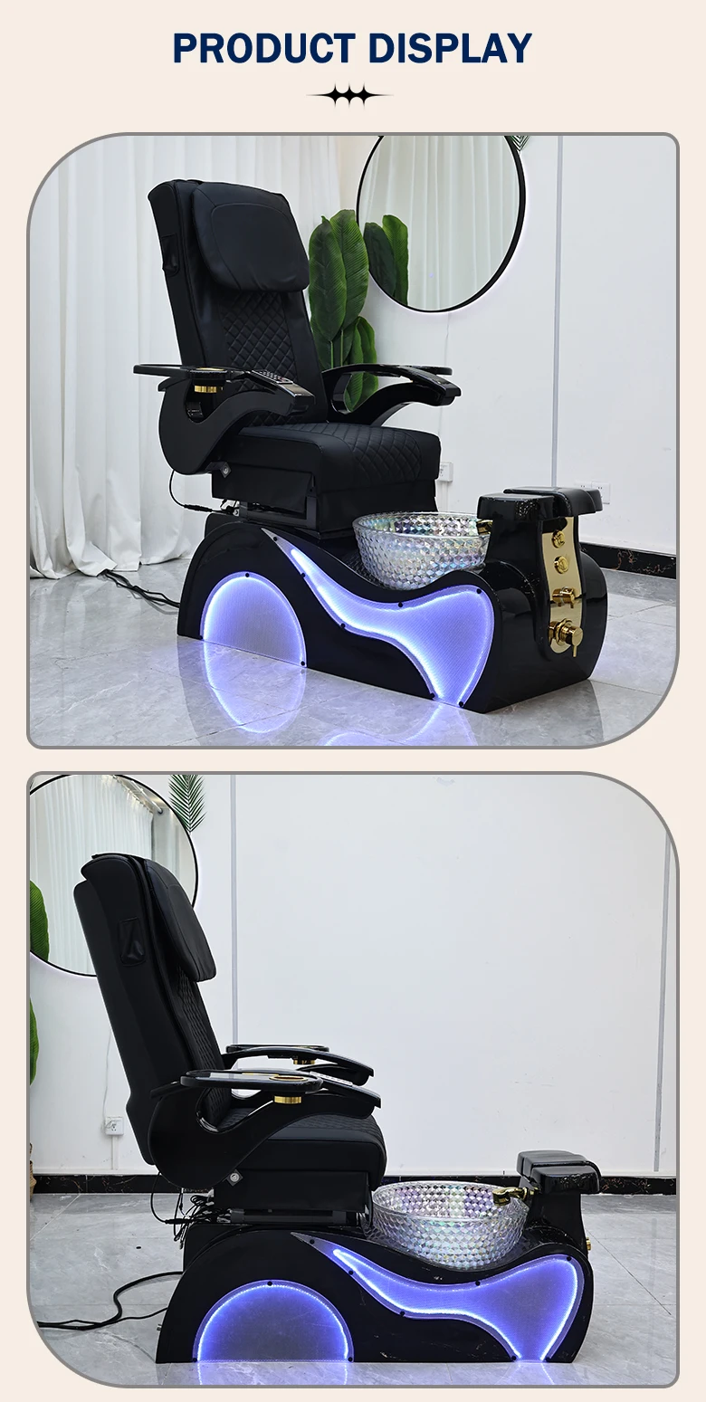 Elektrischer Pediküre-Spa-Stuhl mit LED-Licht, Rückenmassage PU-Leder Maniküre-Pediküre-Sofa für Nagelstudio-Einrichtung – Detail 11