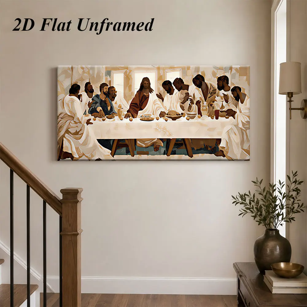(1PC Unframe)1 Christian religious decoration painting, Last Supper, modern minimalist living room, bedroom, office, frameless