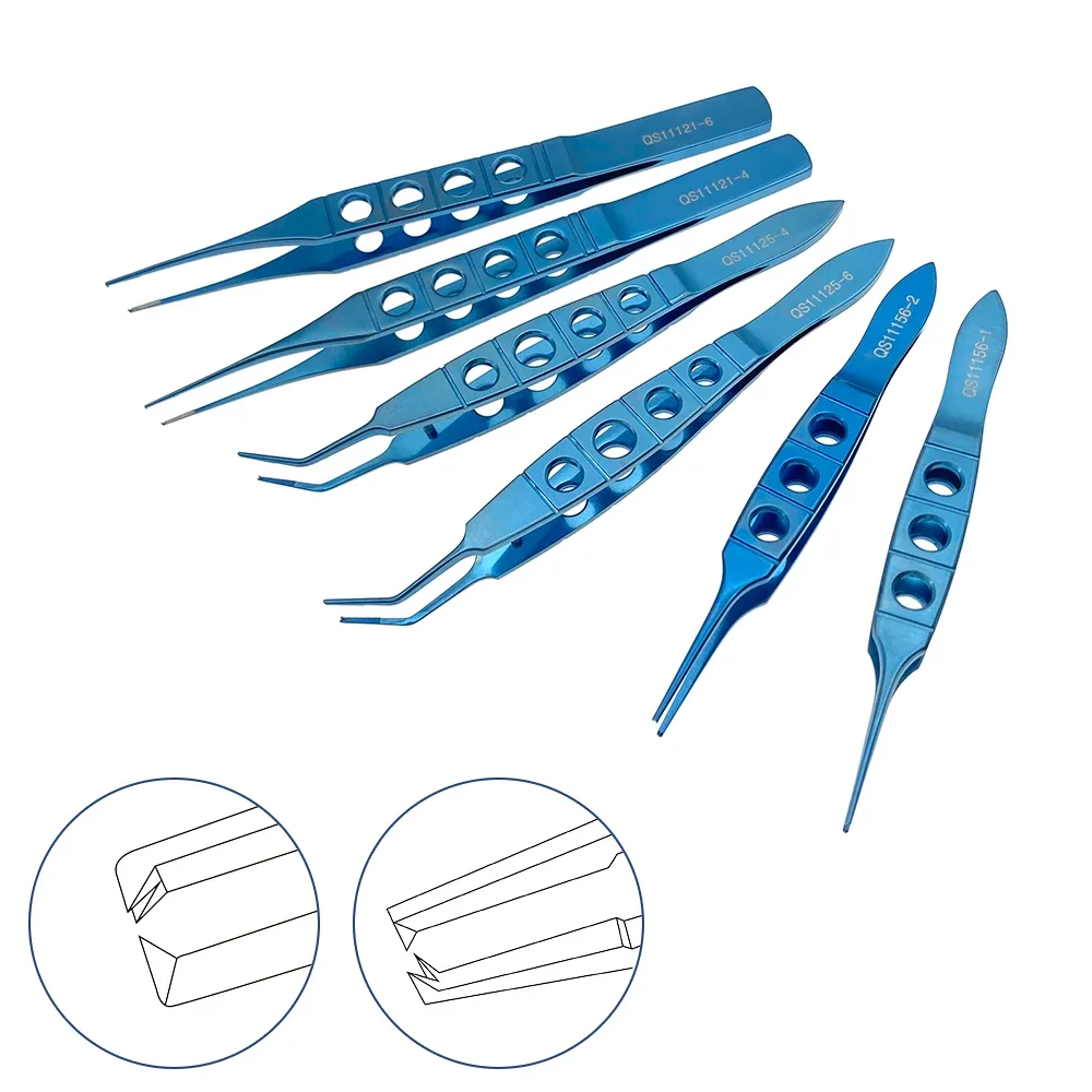 Ophthalmic Castroviejo Toothed Forceps Titanium Microsurgical Tweezers for Eye Suturing
