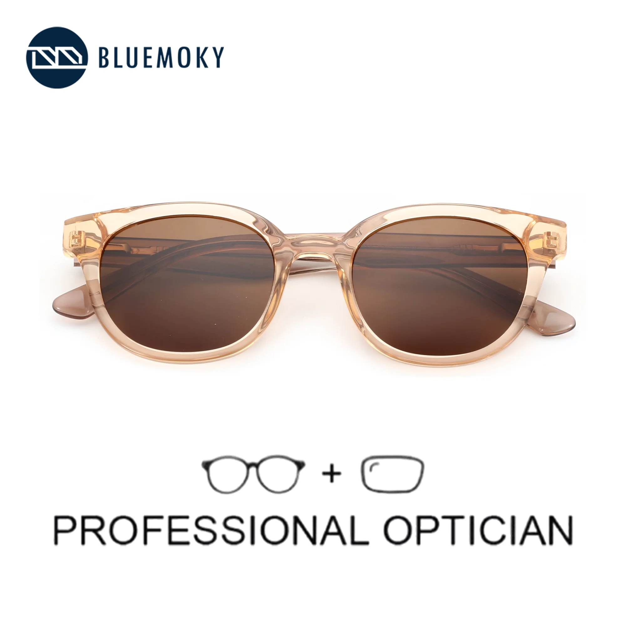 BLUEMOKY Modish Square Prescription Sunglasses for Women Acetate Temple UV400 Polarized Shades Progressive Optical Sun Glasses