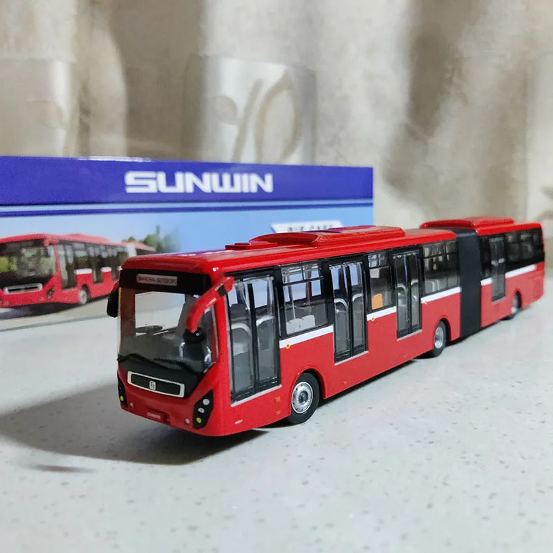 1:64 Shanghai Sunwin Bus BRT Express Bus Model Alloy Simulation Vehicle Diecast Metal Toy Gift Souvenir Collectible