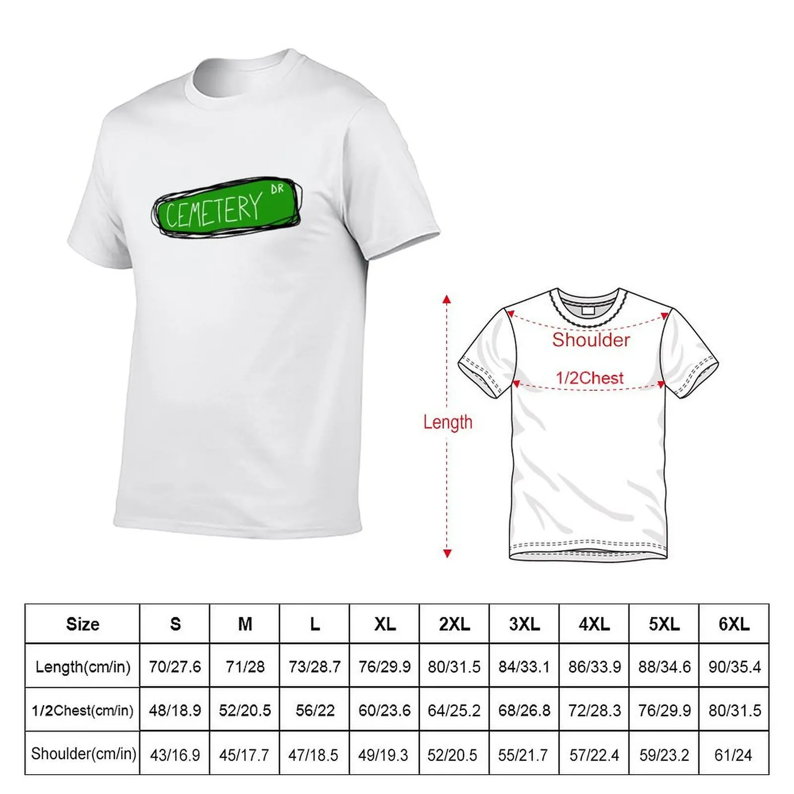 Cemetery Drive road sign doodle T-Shirt anime t shirts Blouse men t shirts high quality