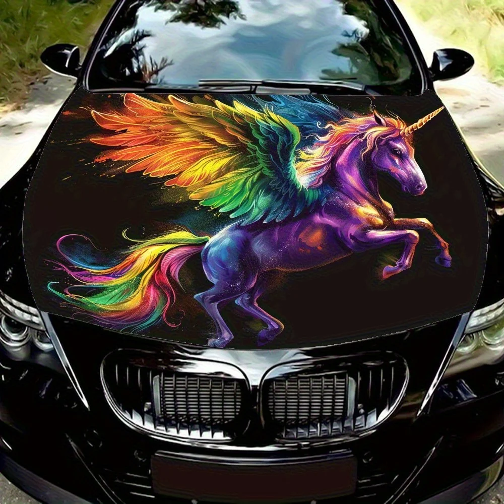 

Colorful Unicorn Car Hood Sticker - Durable Polyvinyl Chloride (PVC), Car Hood Film, Sedan/SUV Hood Decals, Easy To Stick, Easy